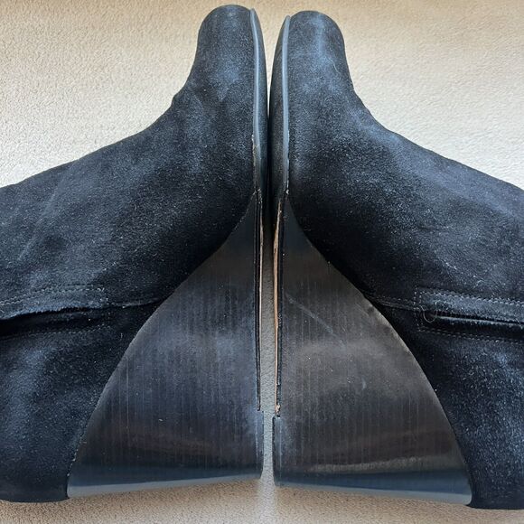 Cole Haan Cora Black Suede Wedge Heel Tall Boots Side Zip D38352 Women’s 8.5 M - Picture 8 of 16